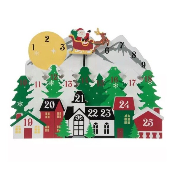 Santa Town Christmas Wooden Countdown To Christmas - Picture 1 of 4